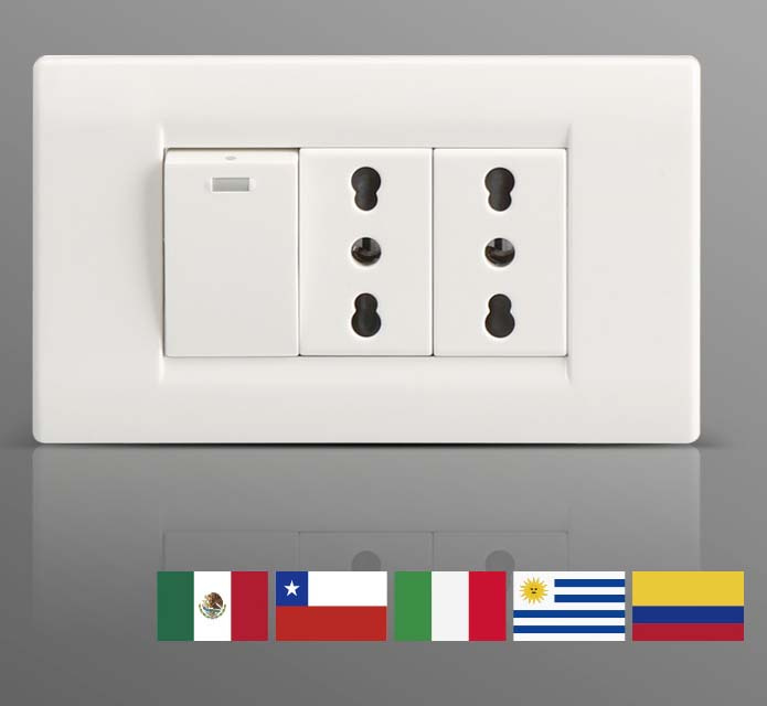 One Gang Lighting Switch with 2 Gang Italy Socket