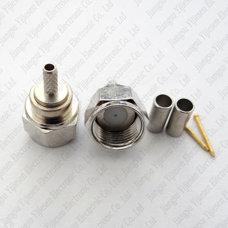 F Type Male Crimp Plug Straight RF Connector for Rg174 Rg316 LMR100 Cable