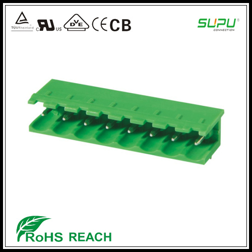 5.0/5.08mm Pitch Angled Pin Male Connector Without Side Panel