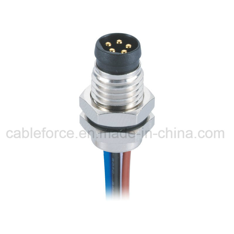 5pin M8 Male Panel Mount Connector for Industrial Automation with Wires