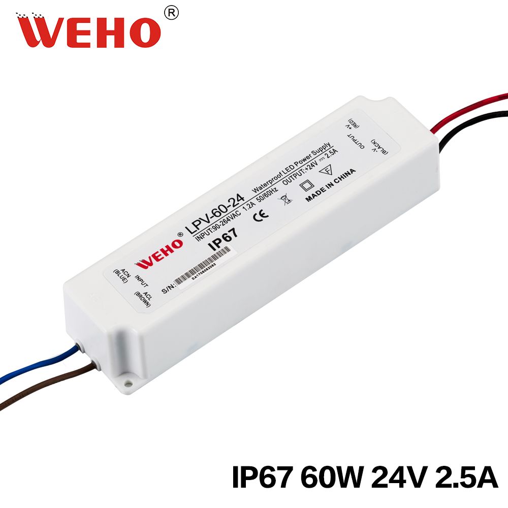 Plastic Waterproof LED Power Supply 24V 60W LED Driver