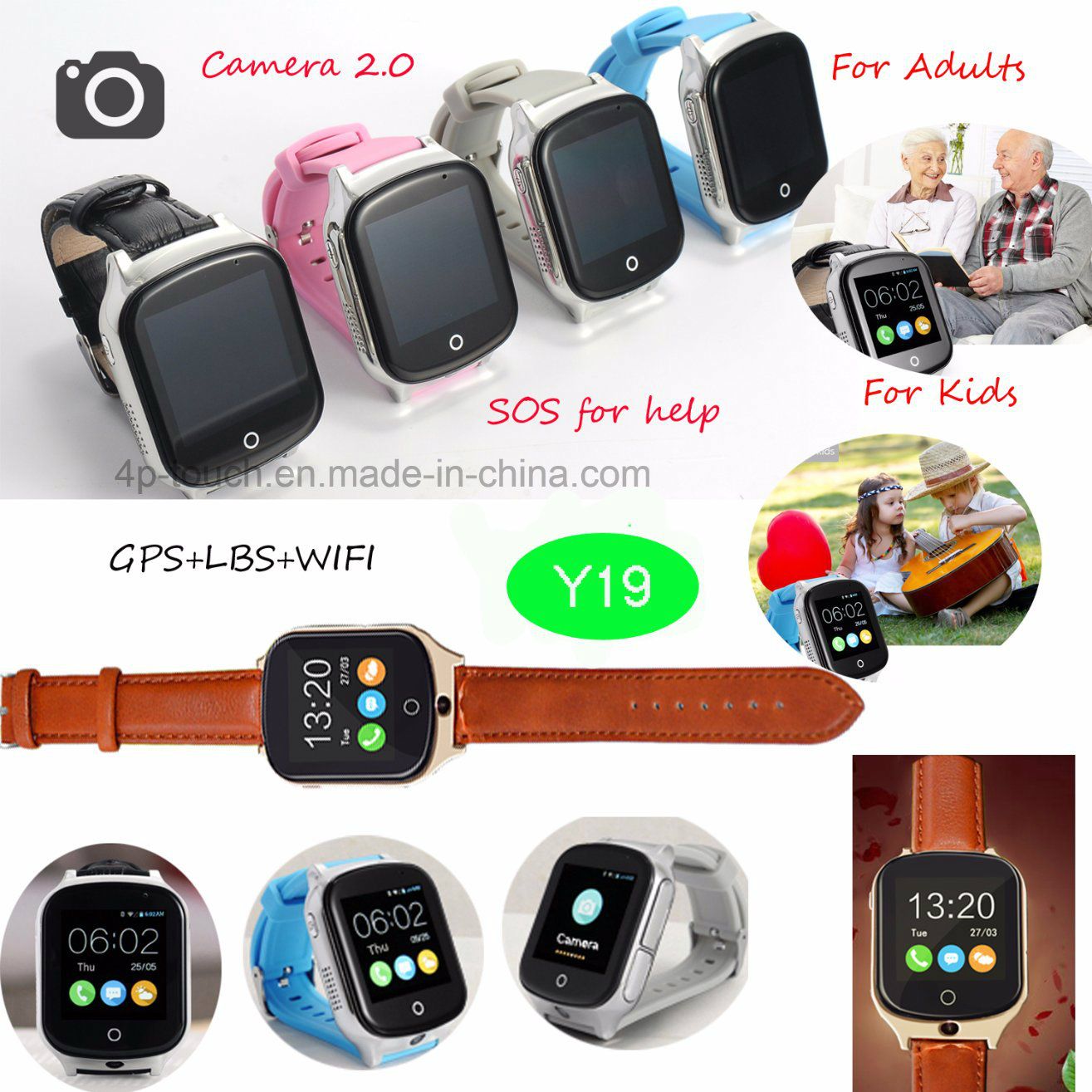 SOS GPS Tracker Watch for Adult/Elderly with Fitness Tracker Y19