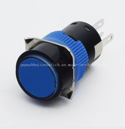 16mm Round Blue Mirco Latching Plastic Switch