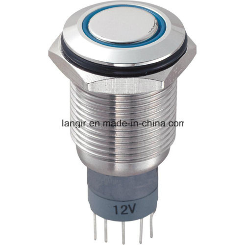 High Quality CE RoHS 16mm Vandal Resistant Switch, Ring Illuminated Push Button Switch