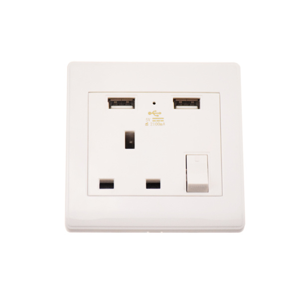 3 Pin British electric Socket, UK Wall Electric USB Socket Outlet