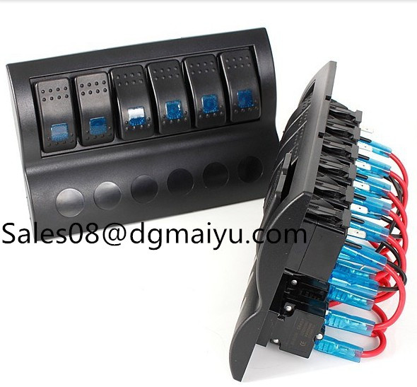 Car Waterproof 6 Gang Rocker Switch Panel with Fuse