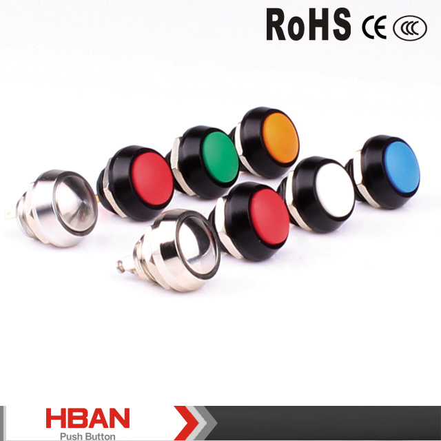 Hbgq12b-10 12mm Domed Momentary Metal Aluminium Push Button Switch