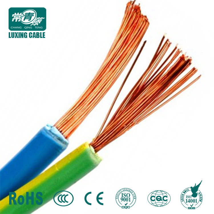 Solid & Stranded Copper Conductor PVC Insulated Ggreen Yellow Ground Wire