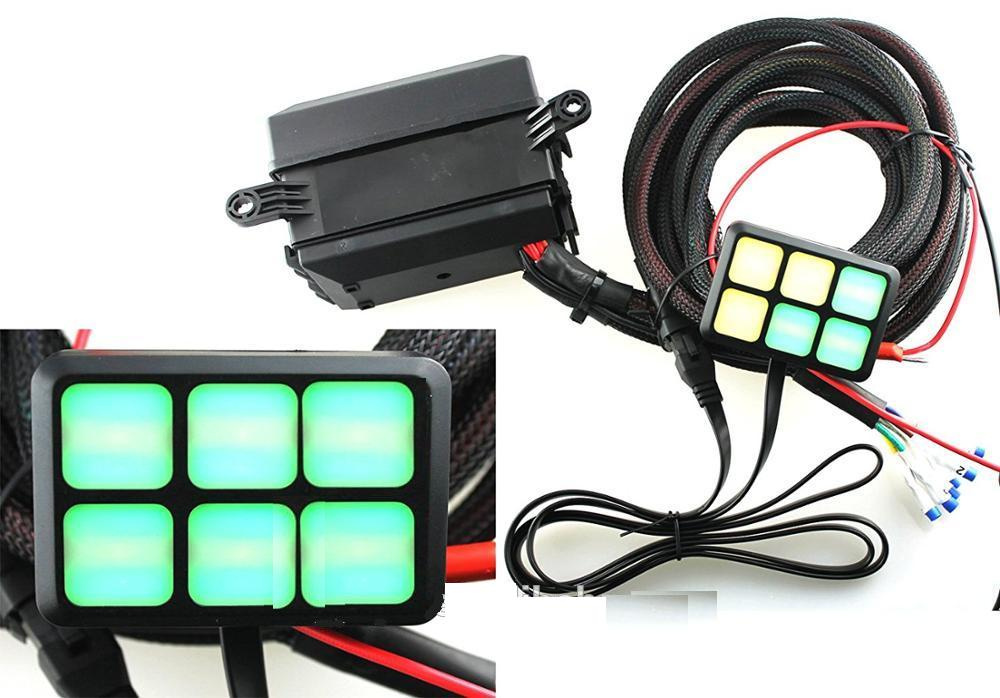 DC 12V 6 Gang on-off Touch-Sensitive Screen LED Control Switch Panel with Wiring Kit Universal for Car
