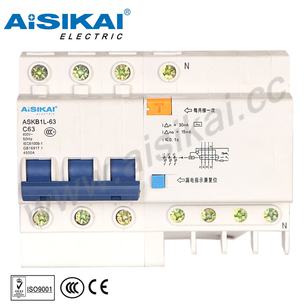 Mininature Circuit Breaker with Electric Leakage (4P+N) 63A