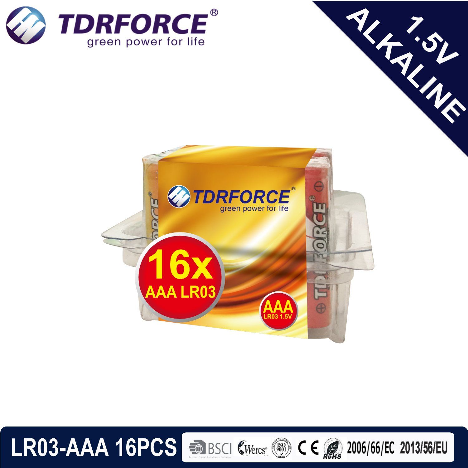Mercury&Cadmium Free China Factory Ultra Alkaline Battery with PVC Box 16PCS (LR03/AAA Size)