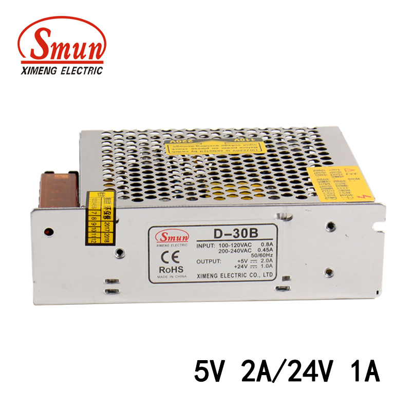 30W 5V 2A/24V 1A Dual Output Switching Mode Power Supply