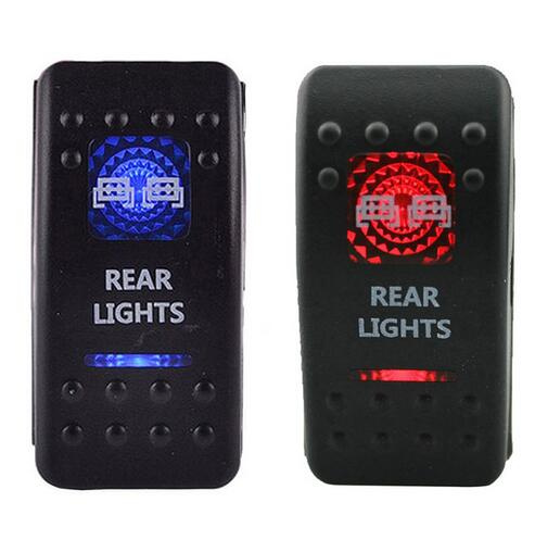 12V Bar Carling Waterproof Rocker Toggle Switch on/off Blue Red LED Light Car