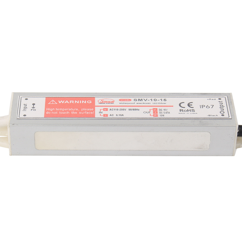 10W 15VDC 0.67A Waterproof IP67 Constant Voltage LED Driver