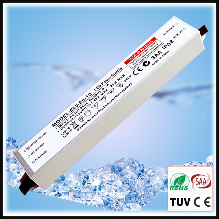 20W Constant Voltage Waterproof IP67 LED Driver with SAA
