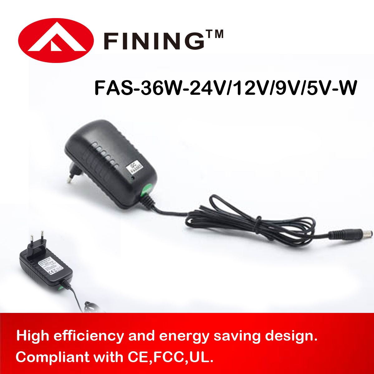12V3a36W Wall Mounted Power Supply Adapter with UL/Ce/FCC