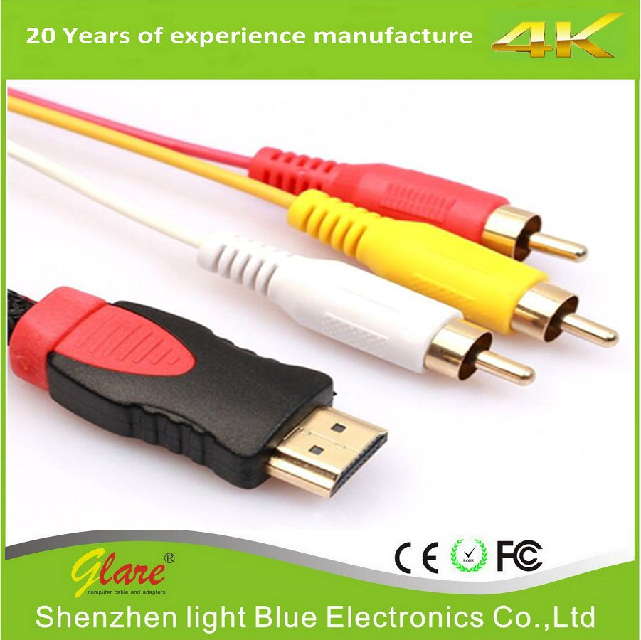 5FT/1.5m Black HDMI to RCA Cable