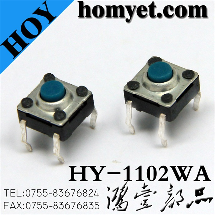High Quality Tact Switch with Green Button 7.3*7.3mm 4pin (DIP)