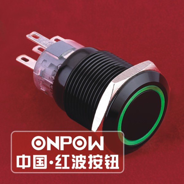 ONPOW 19mm Circle Illuminated SPDT Stainless Steel Push Button Switch (LAS1-AGQ-11E/G/2.8V/A) (Dia. 19mm) (CE, CCC, RoHS, REECH)