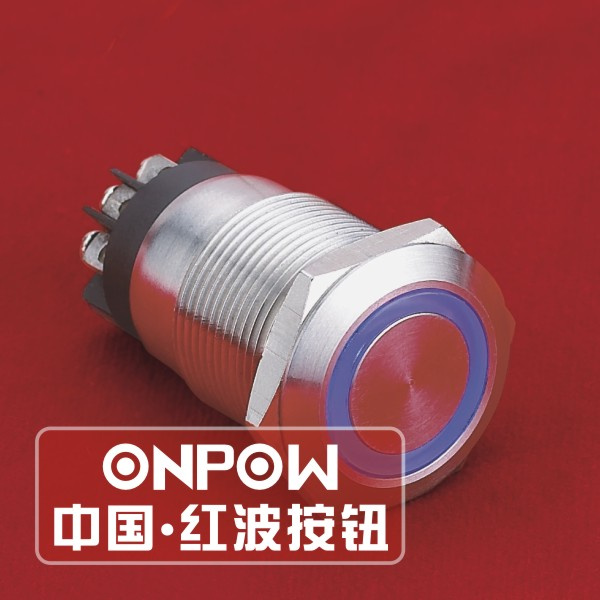 Onpow 19mm Circle Illuminated Spdt Stainless Steel Push Button Switch (LAS1GQ-11E/L/S) (Dia. 19mm) (CE, CCC, RoHS, REECH)