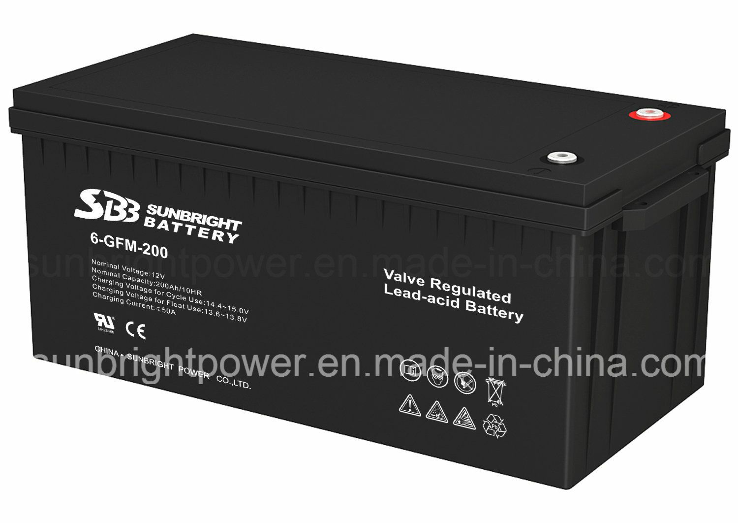 Solar Power Rechargeable 12V200ah Deep Cycle AGM Battery