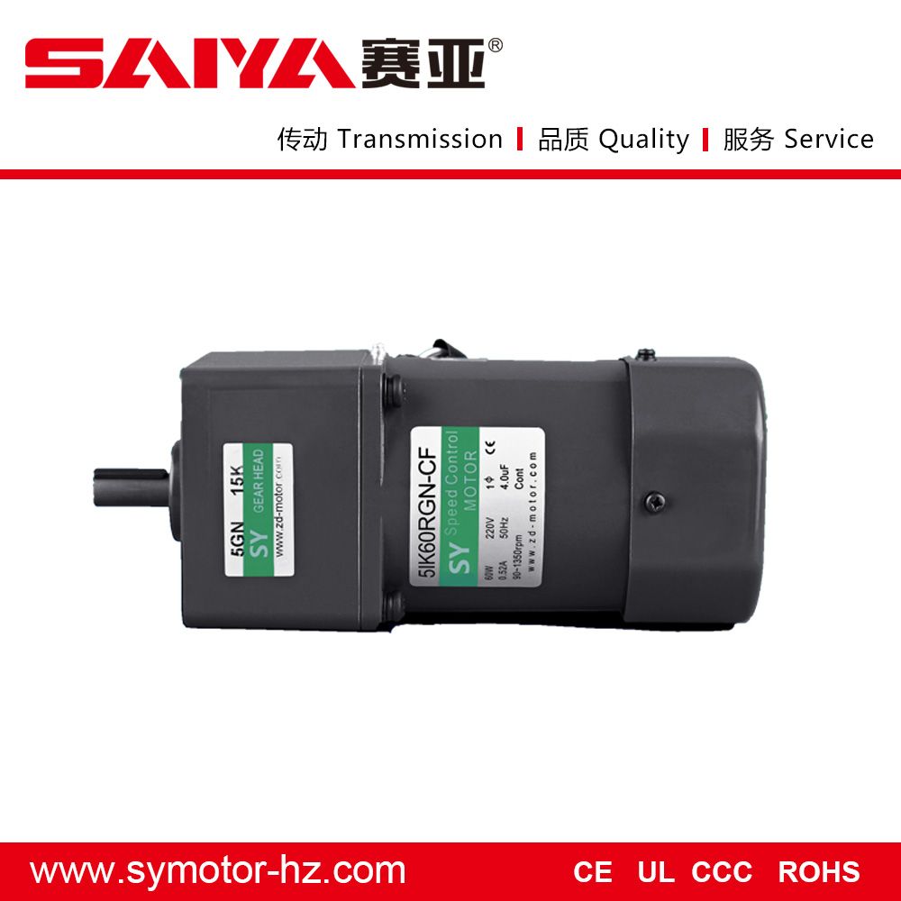 60W Single Phase AC Induction Motor with Gear Reducer and Speed Controller