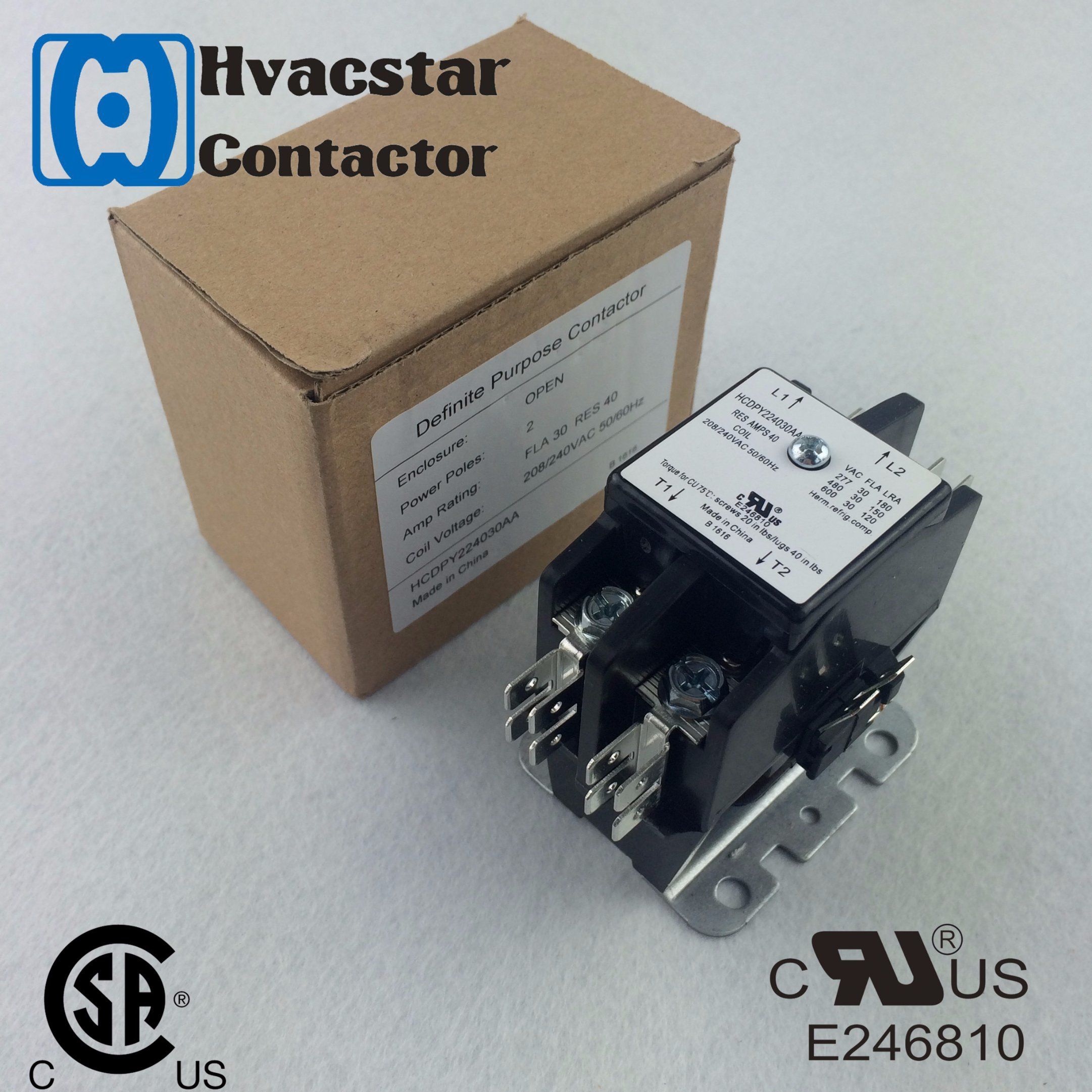 UL CSA 2 Poles 30AMP AC Contactor Definite Purpose Magnetic Contactor Dp Contactor