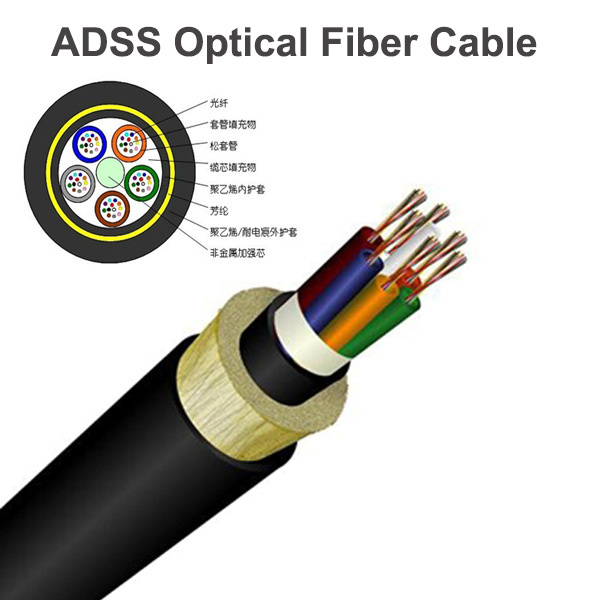 All Dielectric Self-Supporting Aerial Cable ADSS Optical Fiber 200m Span