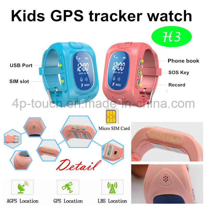 Multiple Language Kids GPS Tracker Watch with Triple Position (H3)
