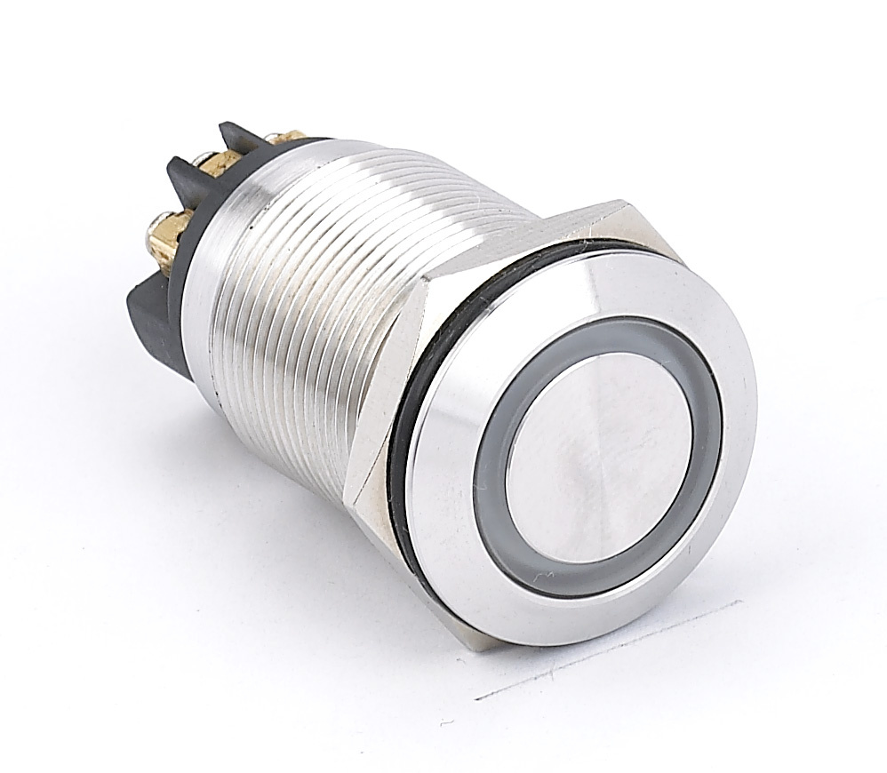 Ring Illuminated Screw Terminal Stainless Steel Push Button Switch