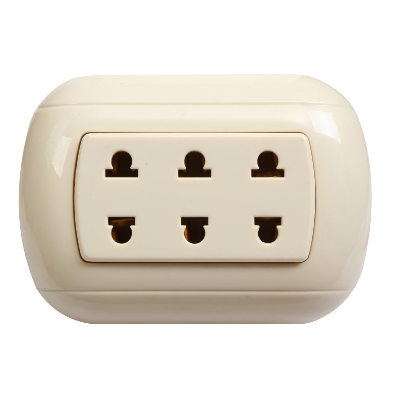 Ivory 3 Pole 2 Wire 2 Pin 15A-125/250V Electric Surface Receptacle Socket