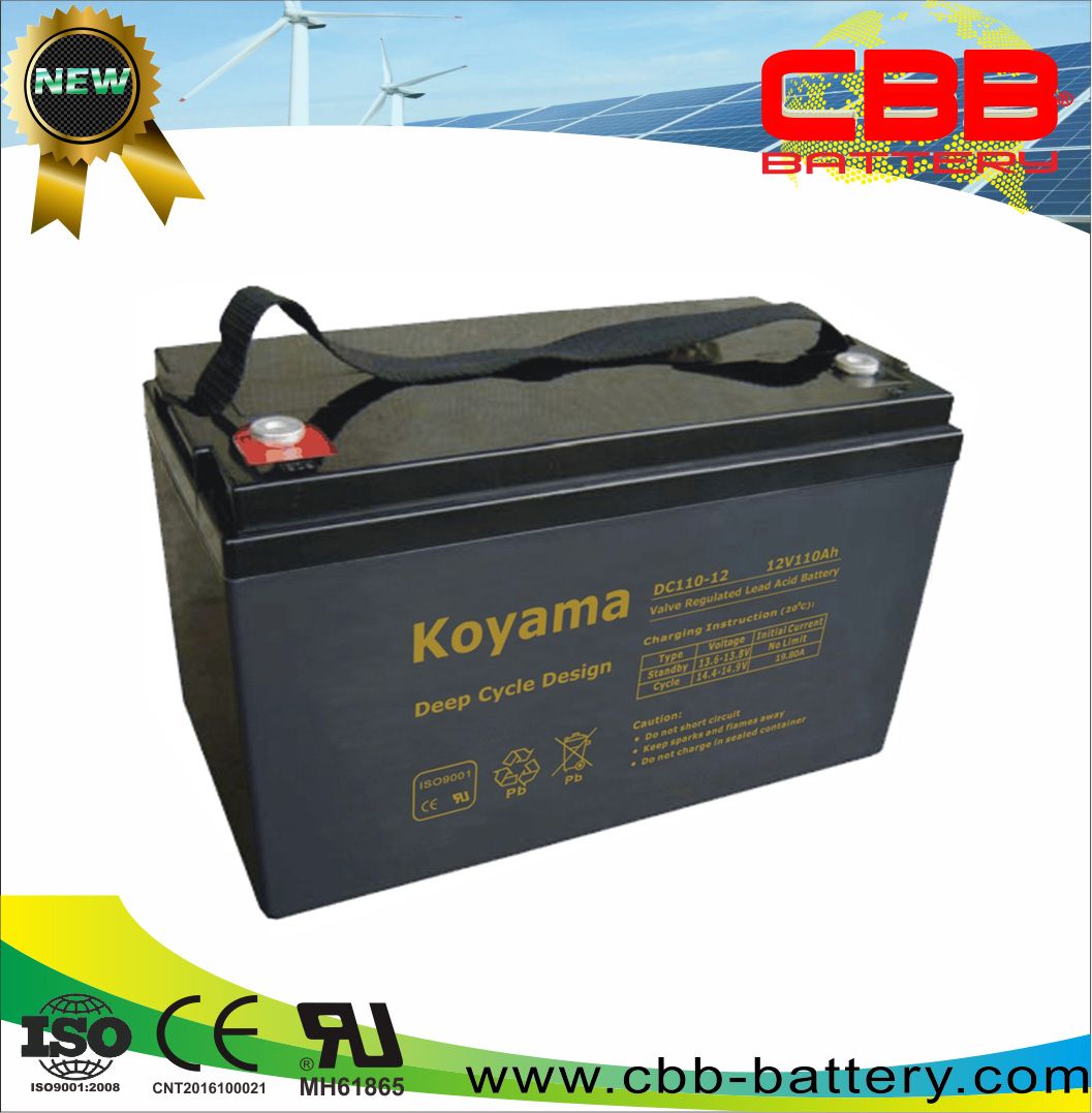 12V110ah VRLA Deep Cycle AGM Battery for Solar System DC110-12
