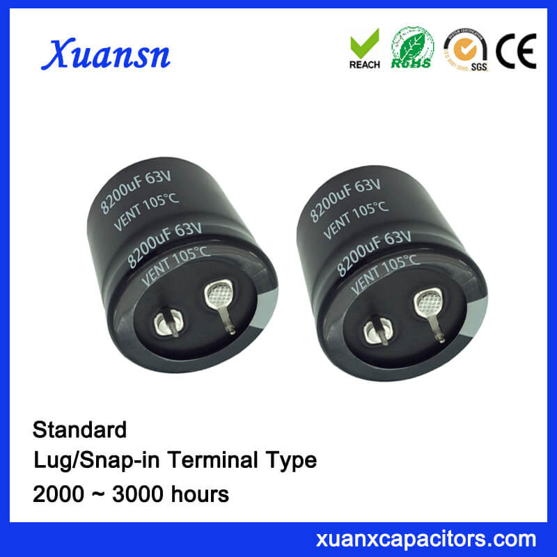 Large Capacity 8200UF 63V 3000hours Capacitor