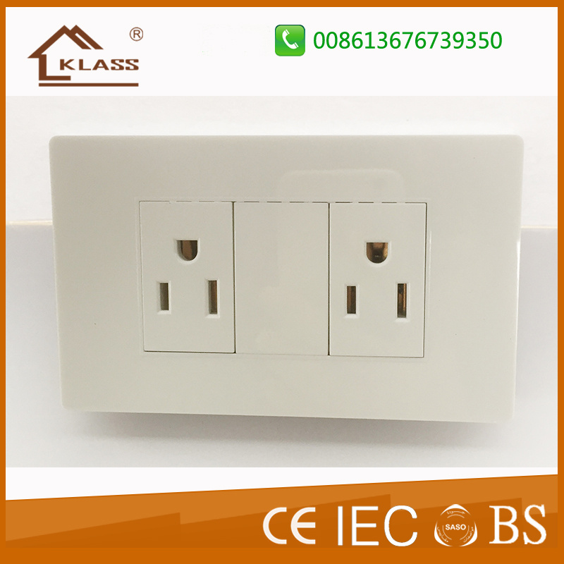 with PC Cover Double 3 Pole Socket with Ce, IEC, Saso Ceritificate