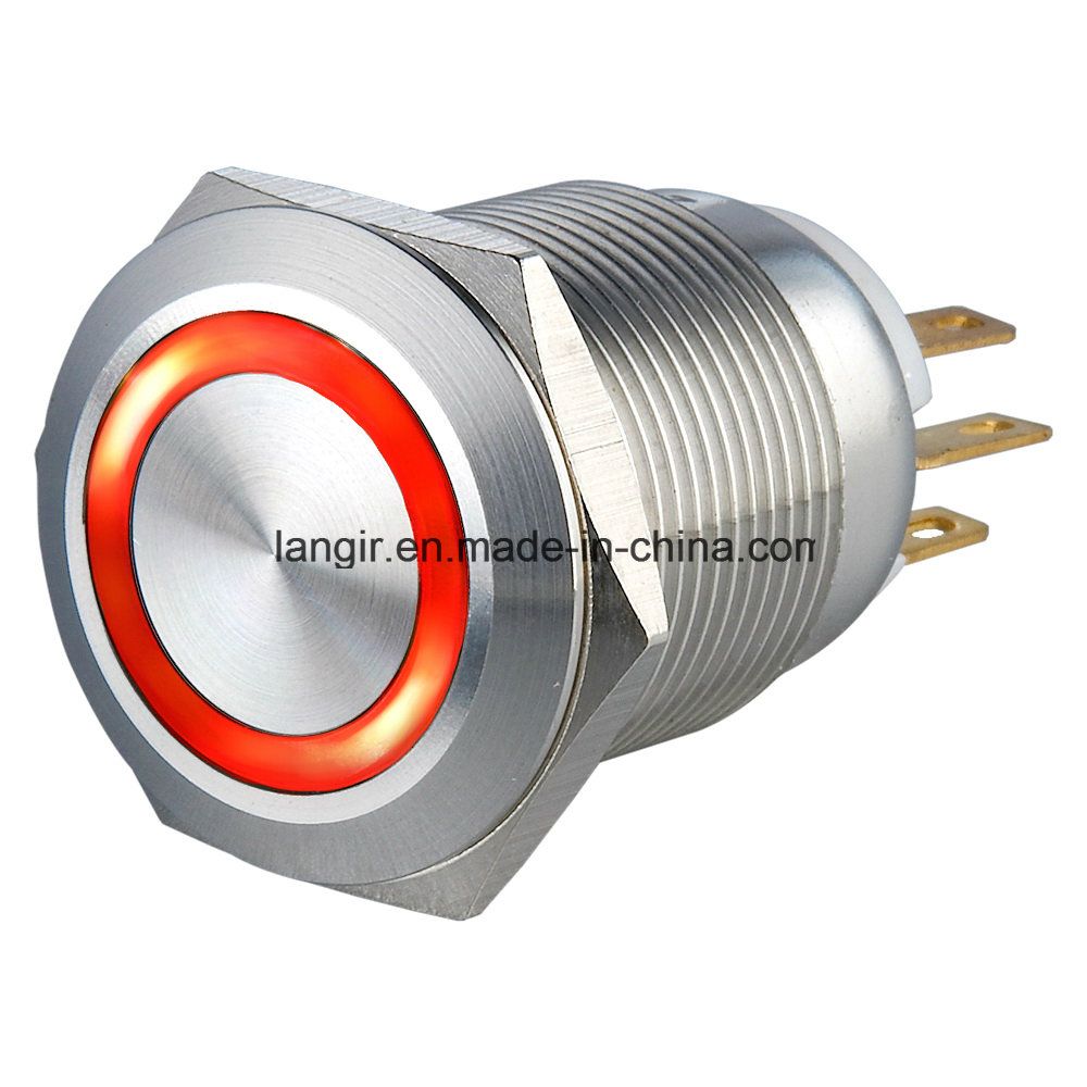 19mm Ring Illuminated Momentary 1no1nc Metal Electric Car Push Button Switch