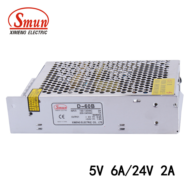 60W 5V 6A/24V 2A Dual Output Switching Power Supply Unit