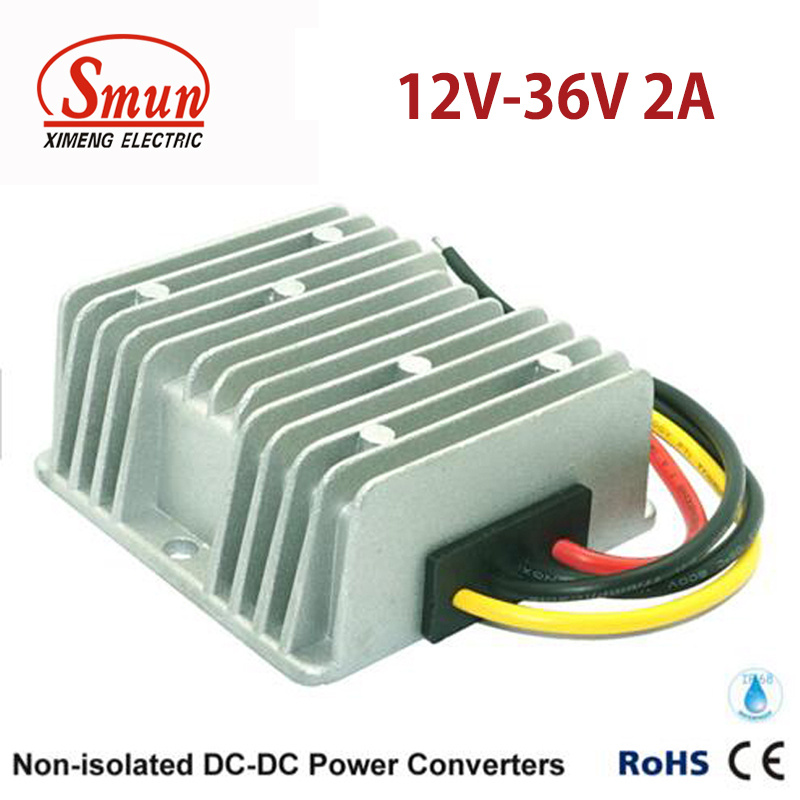 Non-Isolated Waterproof 12VDC to 36VDC 2A 72W Switching Power Supply