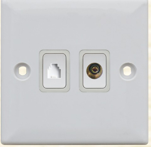 British Standard TV Plus Telephone Socket Flat