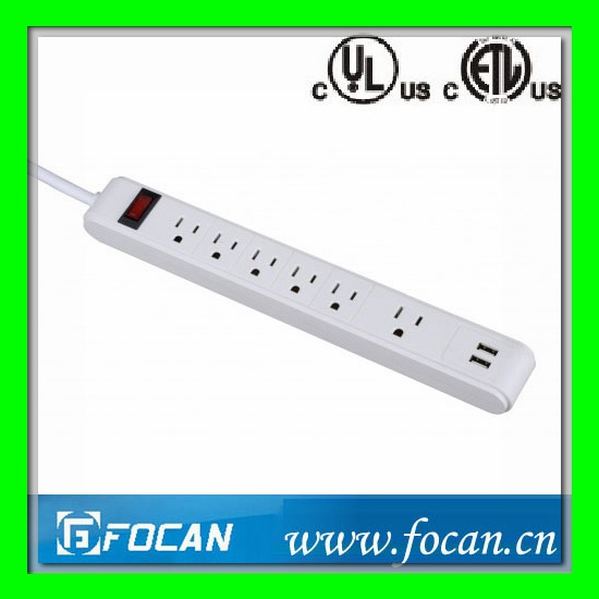 6 Outlets Power Strip with USB Ports