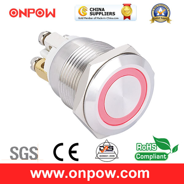 Onpow 19mm Illuminated Push Button Switch (GQ19F-10E/R/12V/S, CCC, CE, RoHS Compliant)