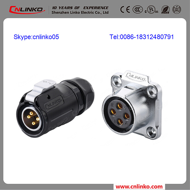 Ip67 Waterproof 4 Pin Power Connector /Cable Connector