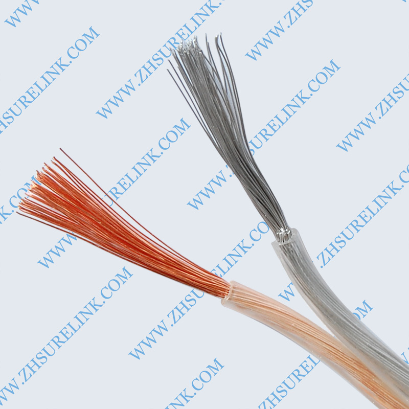 Red and Black Color Flexible Transparent Speaker Cable