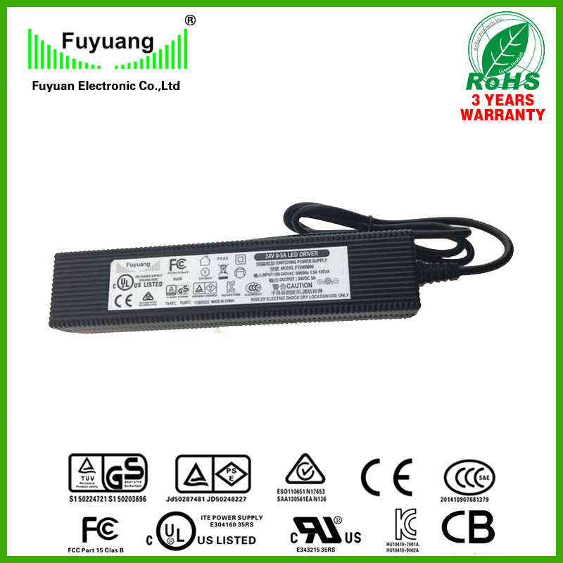 24V 5A LED Light Power Supply with Certificate