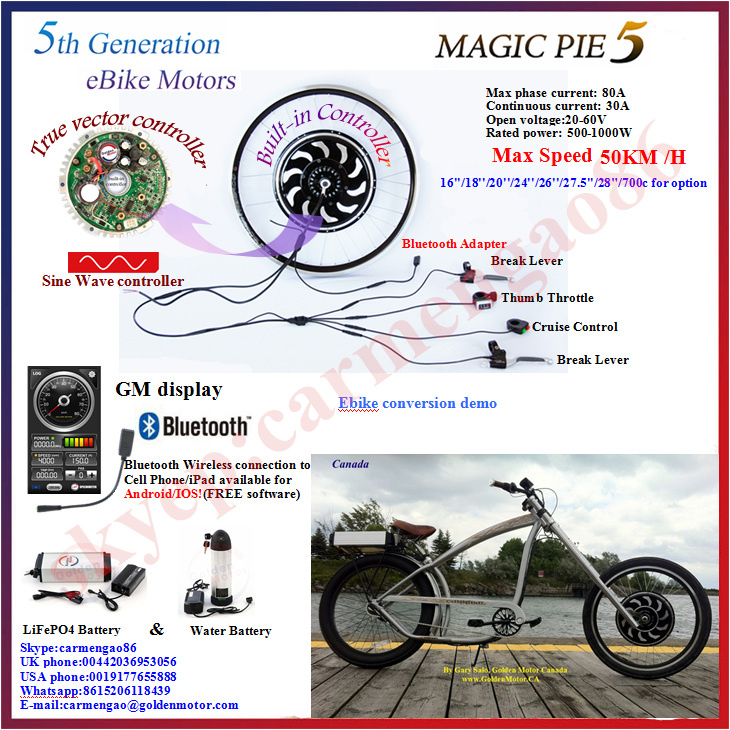 Bluetooth Programmable! 36V 500W Brushless Bike Hub Motor