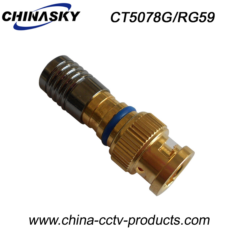 CCTV Male Waterproof Compression BNC Adapter with Gold Plated (CT5078G/RG59)