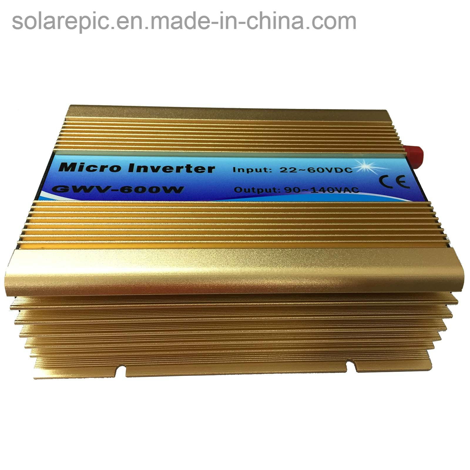 600W Grid Tie Inverter DC22-60V to AC90-140V Fit for 24V/30V/36V 60cells and 72cells Solar Panel with Ce Certificate