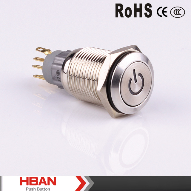 16mm Push Button Switch with Lighted Symbol