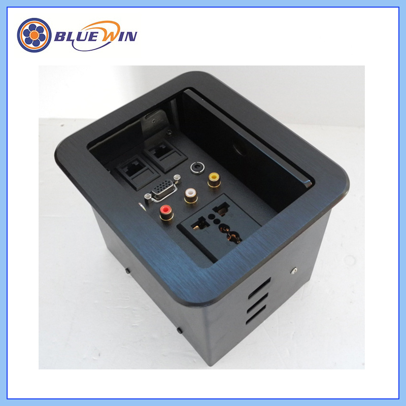 Flipping Desk Socket Cable Cubby with Universal Power