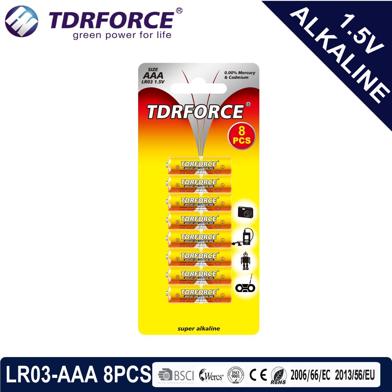 1.5volt Primary Dry Alkaline Battery with Ce/ISO 8PCS Blister Card (LR03-AAA Size)