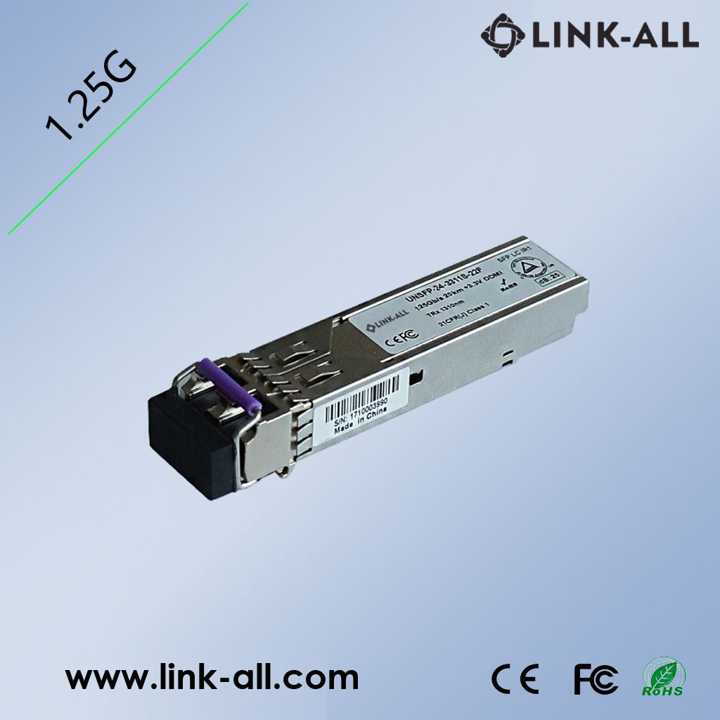 20km 1.25GB/S Dual Fiber Single-Mode SFP Optical Transceiver